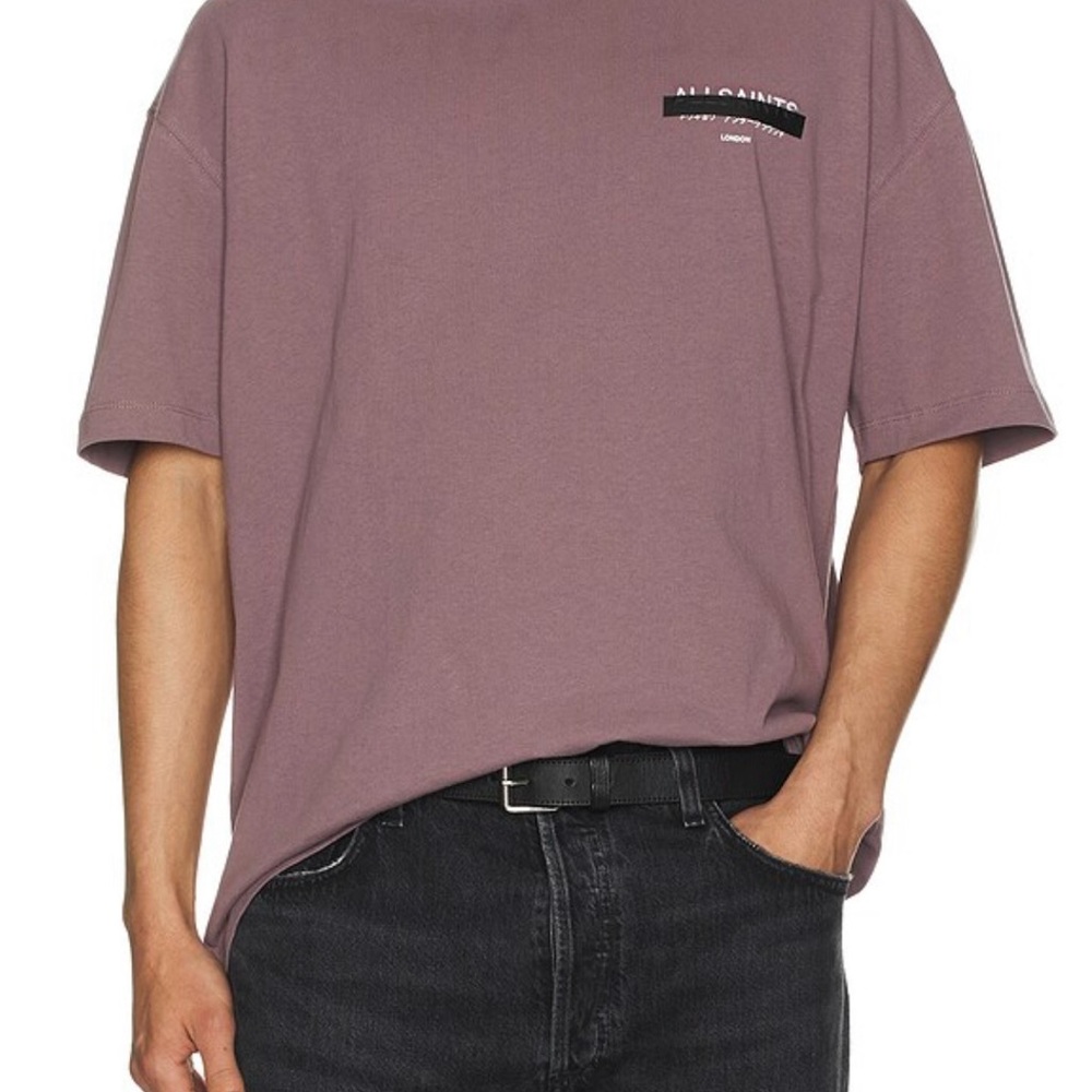 NWT ALLSAINTS Mens Redact Tee in Puce Purple Sz Large